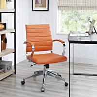 Модерен съвременен офис стол, оранжева кожа от фау