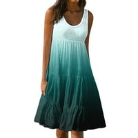 Bazyrey Women's къс ръкав кръгла шия midi рокля женска мода ежедневно лято отпечатано слънчево разкрепостено градиент плажен пола