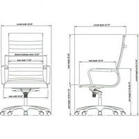 Лорел Модерен изпълнителен стол свързан кожена седалка свързан кожен гръб-5-звездна основа-бяла-кожа-20 Ширина на седалката 18.75