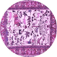 Ahgly Company Indoor Round Animal Purple Traditional Area Cugs, 7 'Round
