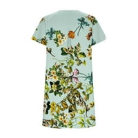 Летни спестявания Просверие wxlwzywl рокля за жени пролетни рокли за жени с къс ръкав Тениска на тениска на тениска за ежедневни