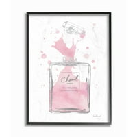 Ступел индустрии моден дизайнер Розово Сребро парфюм акварел рамкирани стена изкуство от Аманда Грийнууд