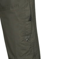 Xysaqa Мъжки памучен товарен панталон Еластична талия смесена ежедневна работна панталона удобни панталони на открито с джоб с