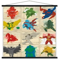 Comics - Justice League - опростен плакат за стена на мрежата с дървена магнитна рамка, 22.375 34
