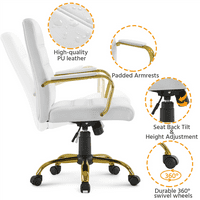 Олдън дизайн средата на гърба изпълнителен въртящ се Офис стол с метална рамка и ръце, бял