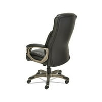 Изпълнителен кожен стол на Veon Series High Back поддържа до LBS, черен черен гръб, графитна основа, графитна основа