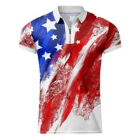 4-ти юли Деня на независимостта Поло ризи за мъже мъжки лятно американски флаг отпечатано t Отпуснете яка с късо ръкав тениска