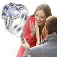 Сватбена лента жени ярки цирконови пръстени кръгли бели камъни бижута модни бижута ангажиран пръстен за женски комплект пръстен
