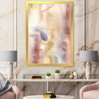Дизайнарт 'пастелен Абстрактен с розови тъмносини и жълти петна' модерна рамка Арт Принт