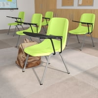 Флаш мебели зелен ергономичен черупка стол с лява ръка флип-нагоре таблет рамо