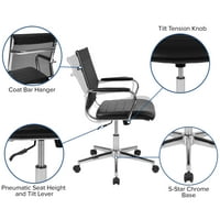 Флаш мебели Hansel Mid Back Черна мрежа съвременен изпълнителен въртящ се офис стол със седалка Leathersoft