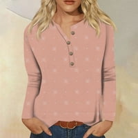 Дамски дълги ръкави върхове нови копчета яка ретро тениска с тънки ризи за жени