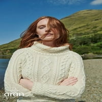 Ирландски аран кабел плетен пуловер премиум мерино вълна от вентилационни ролки пуловер на шията женски джъмпер, направен