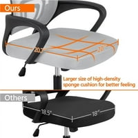 Регулируема мрежеста въртяща се Офис стол с подлакътник, комплект от 2, сив